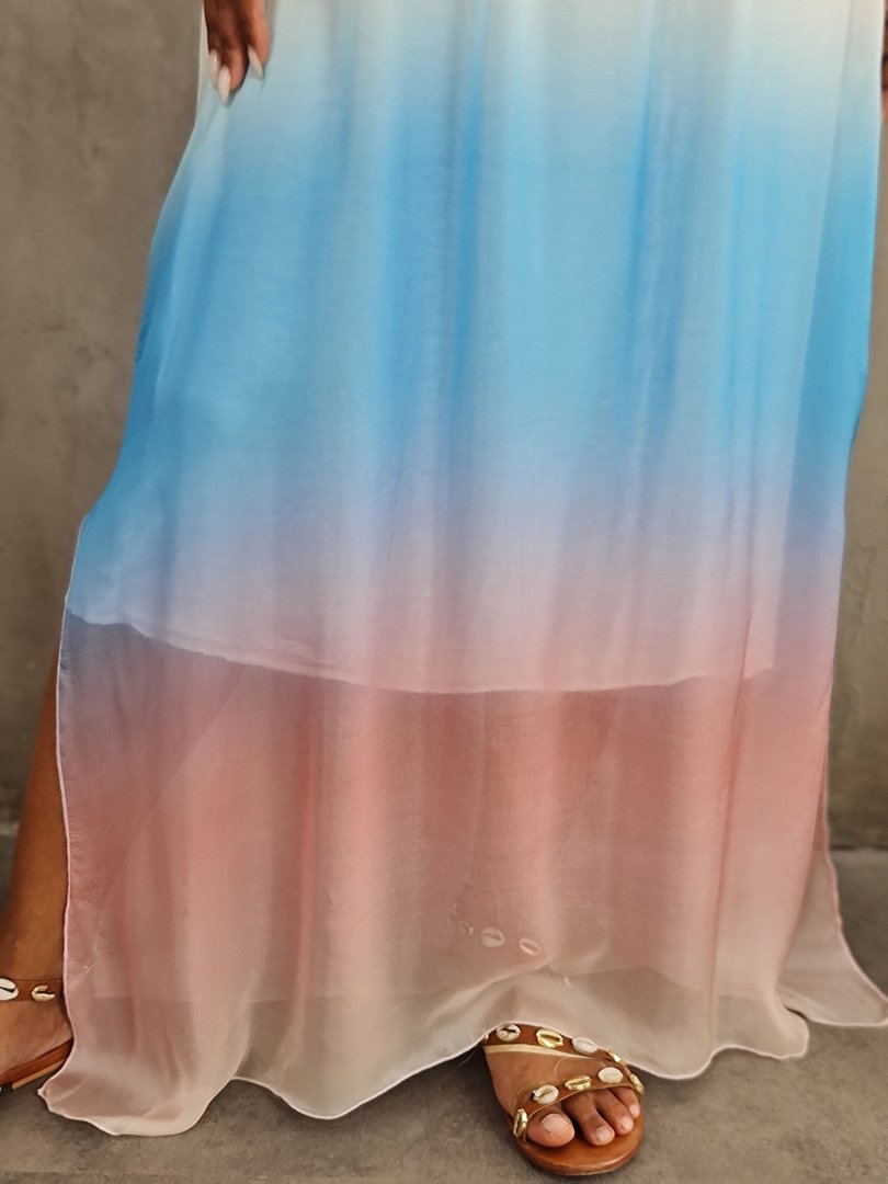 Платье Silk New с градиентом голубое, фотография №4