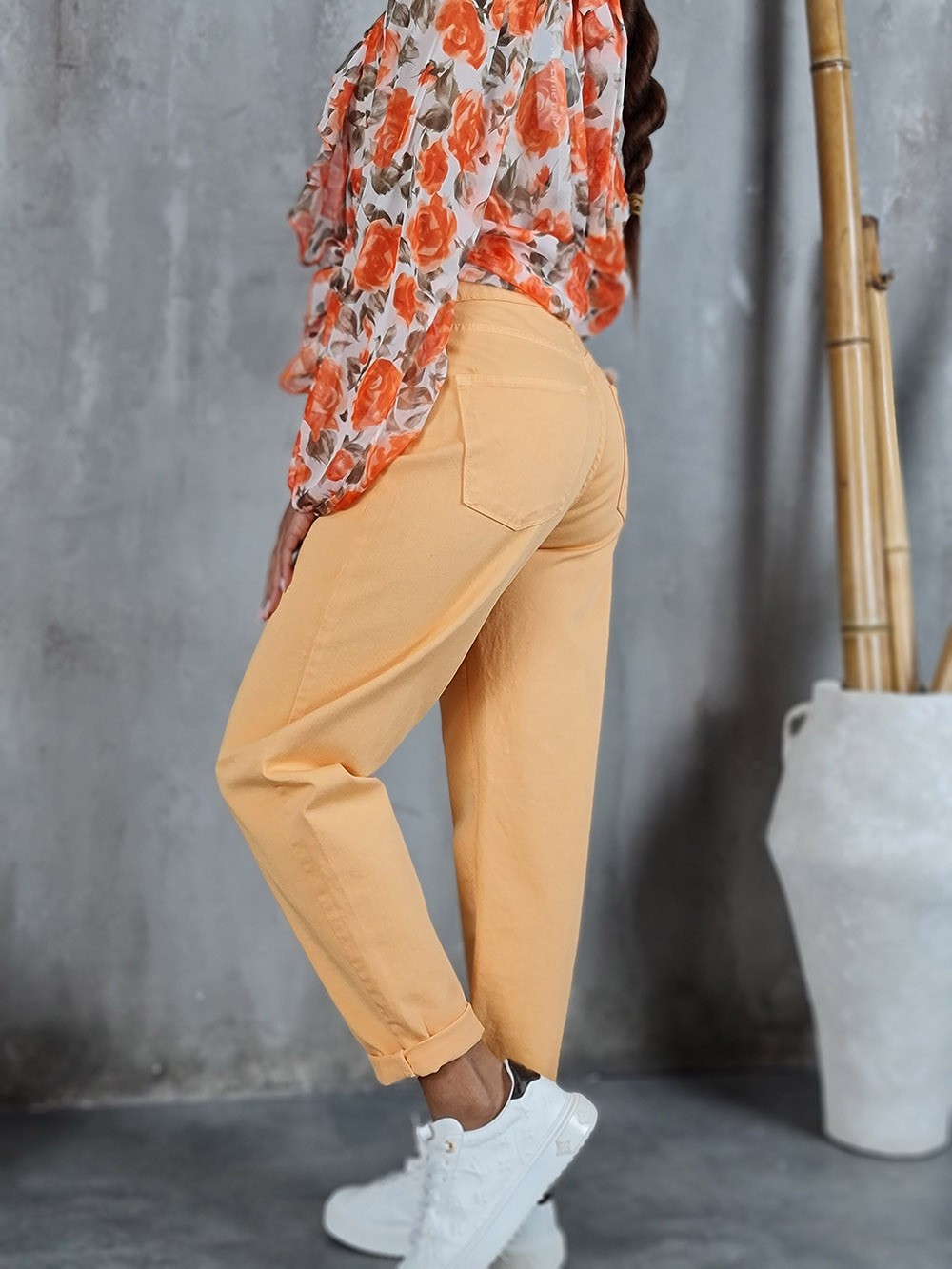 Джинсы Almanegra с подворотами оранжевые, фотография №3