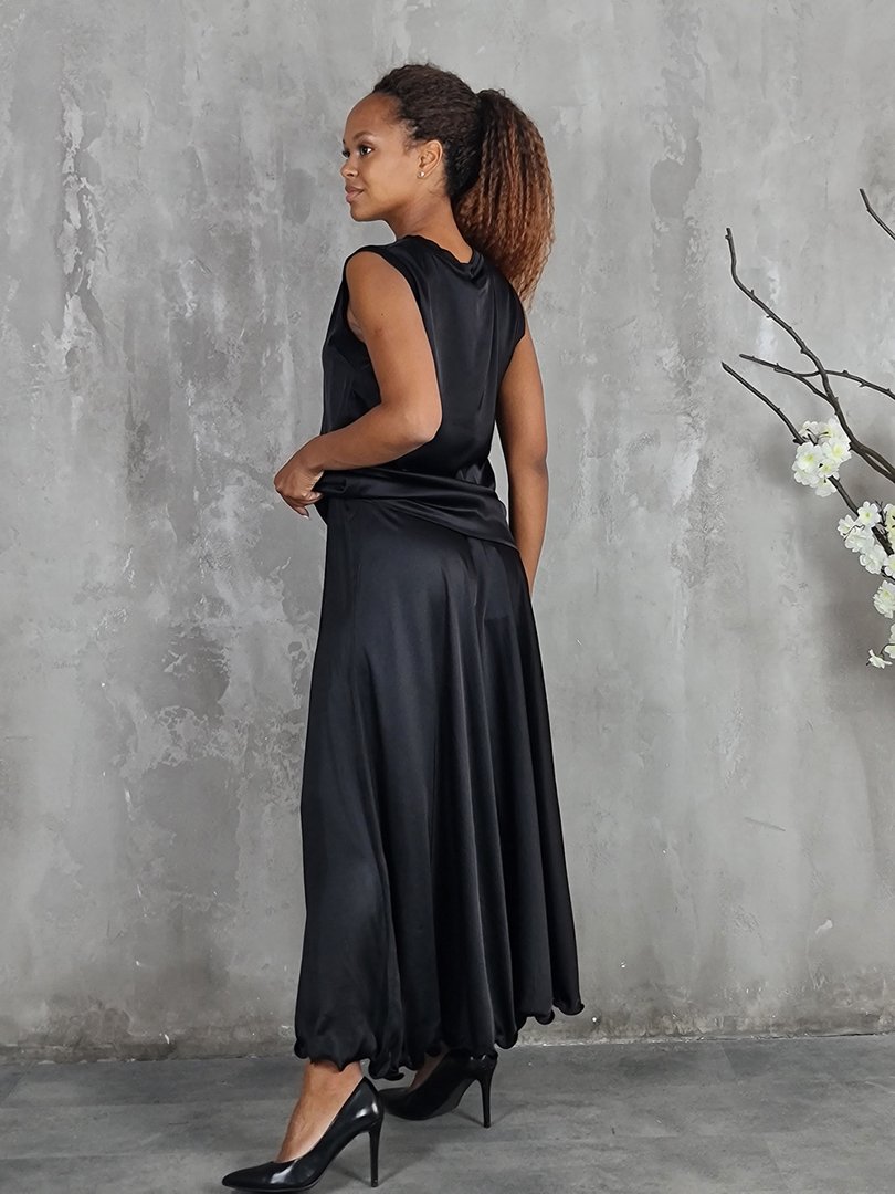 Костюм CLOTHÉ атласный топ и юбка черный, фотография №3