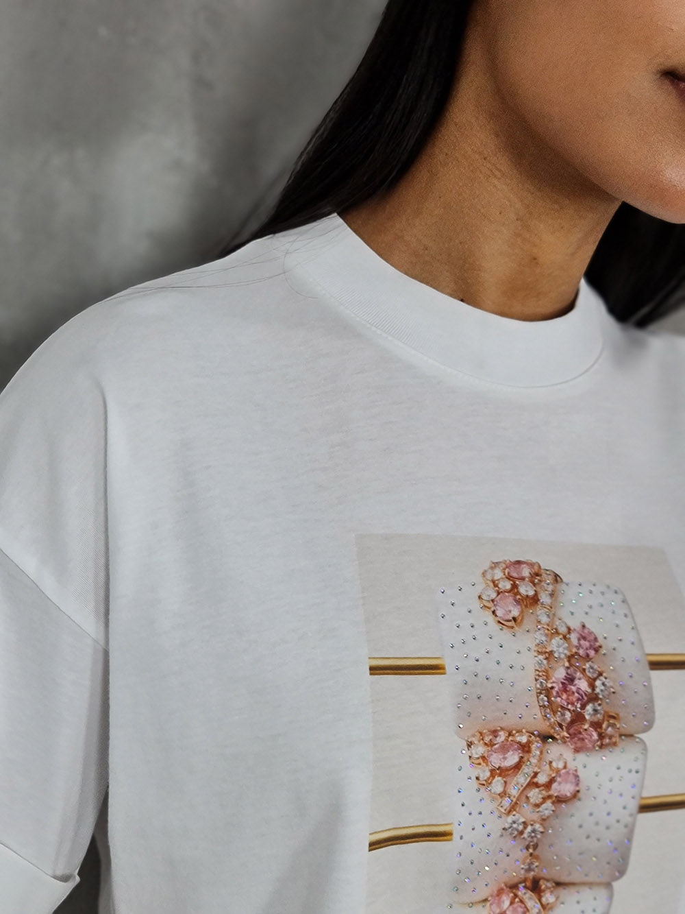 Футболка Imperial с принтом "украшения" белая , фотография №4