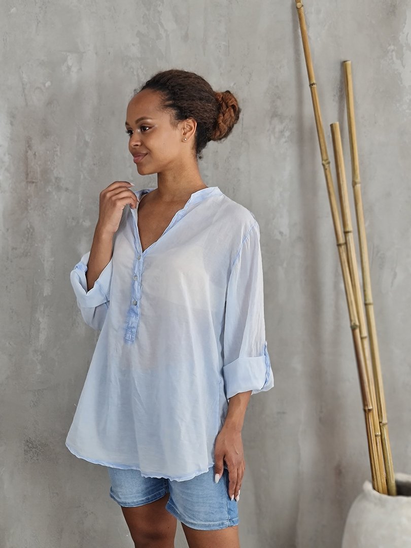 Рубашка STAR с кружевом на спине голубая, фотография №3