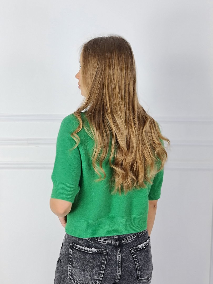 Джемпер J&J Couture укороченный с рукавом до локтя зелёный, фотография №2