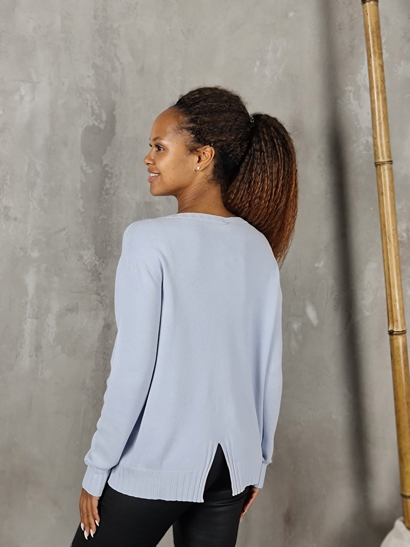 Джемпер Kontatto сверху и снизу в рубчик голубой, фотография №3