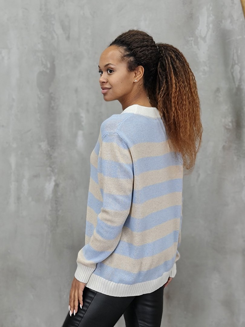 Джемпер Cashmere Blend с кашемиром в полоску голубой, фотография №2