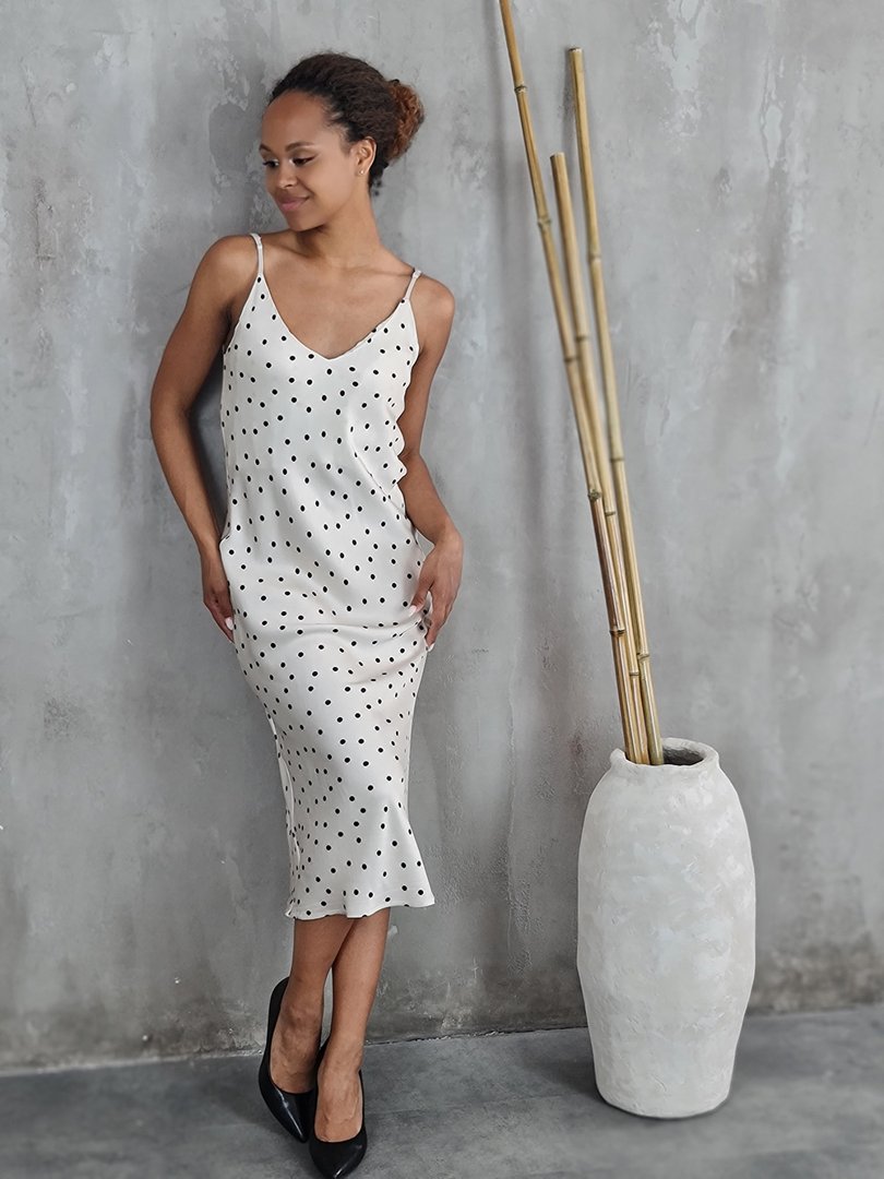 Сарафан Vicolo в черный горошек молочный, фотография №2