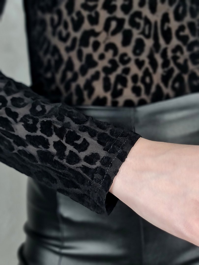 Боди Gondola Blu с леопард принтом черное, фотография №2