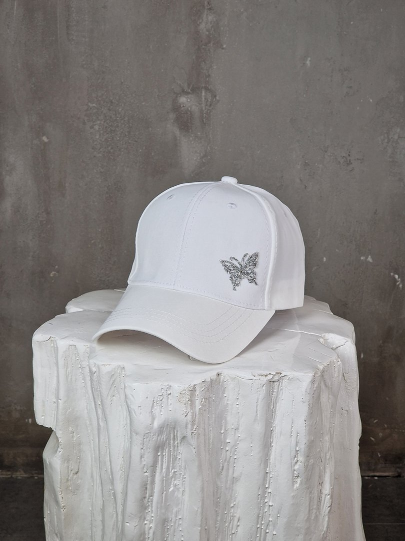 Кепка Mm.Sweet с блестящей бабочкой белая, фотография №3