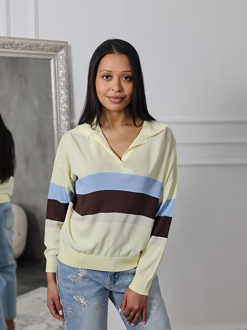 Поло Vicolo в полоску желтое , фотография №1