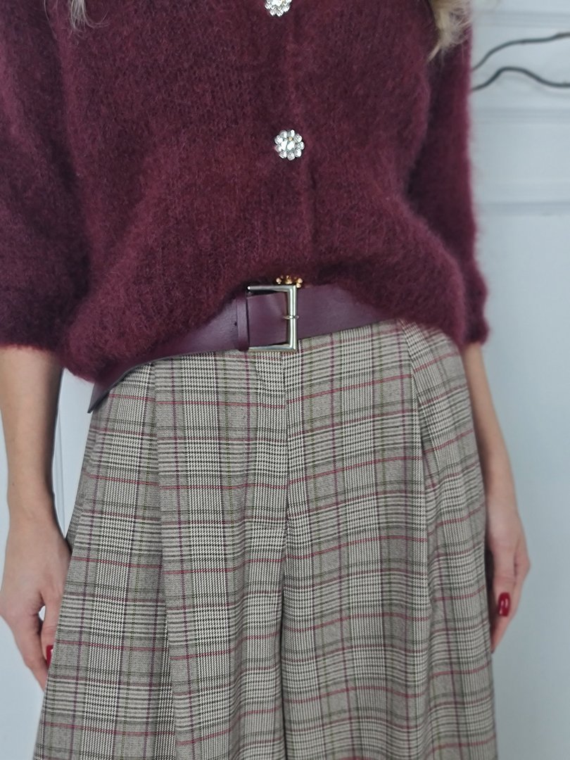 Брюки Imperial палаццо с ремнем в клетку серые, фотография №2