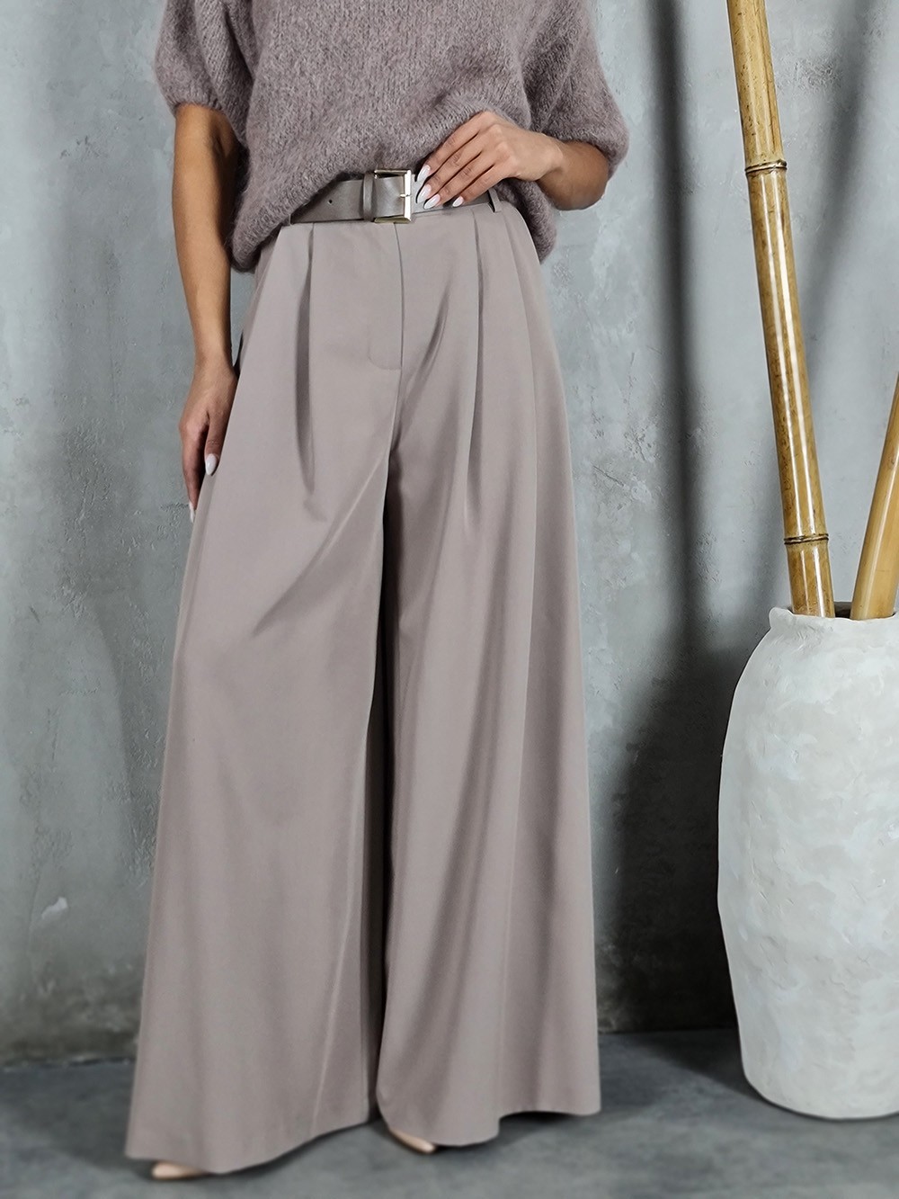 Брюки Imperial свободные палаццо с ремнём кофе, фотография №1