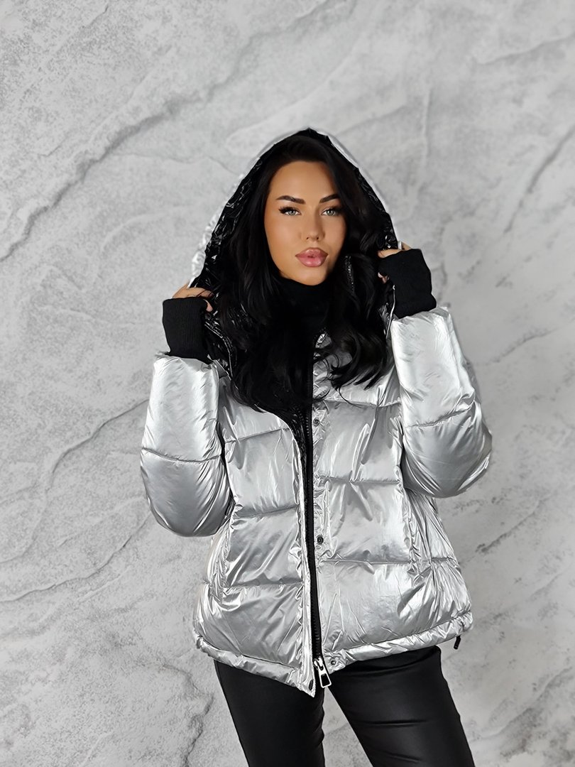 Куртка Monte Cervino с черным капюшоном серебро, фотография №3