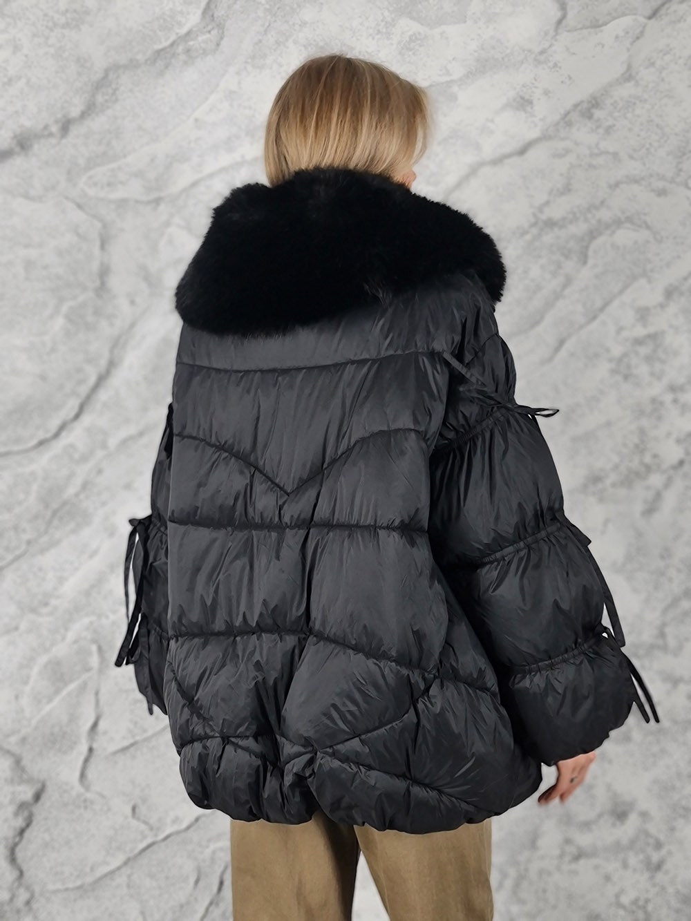 Куртка FL.MODE куртка короткая меховой капюшон черная, фотография №2