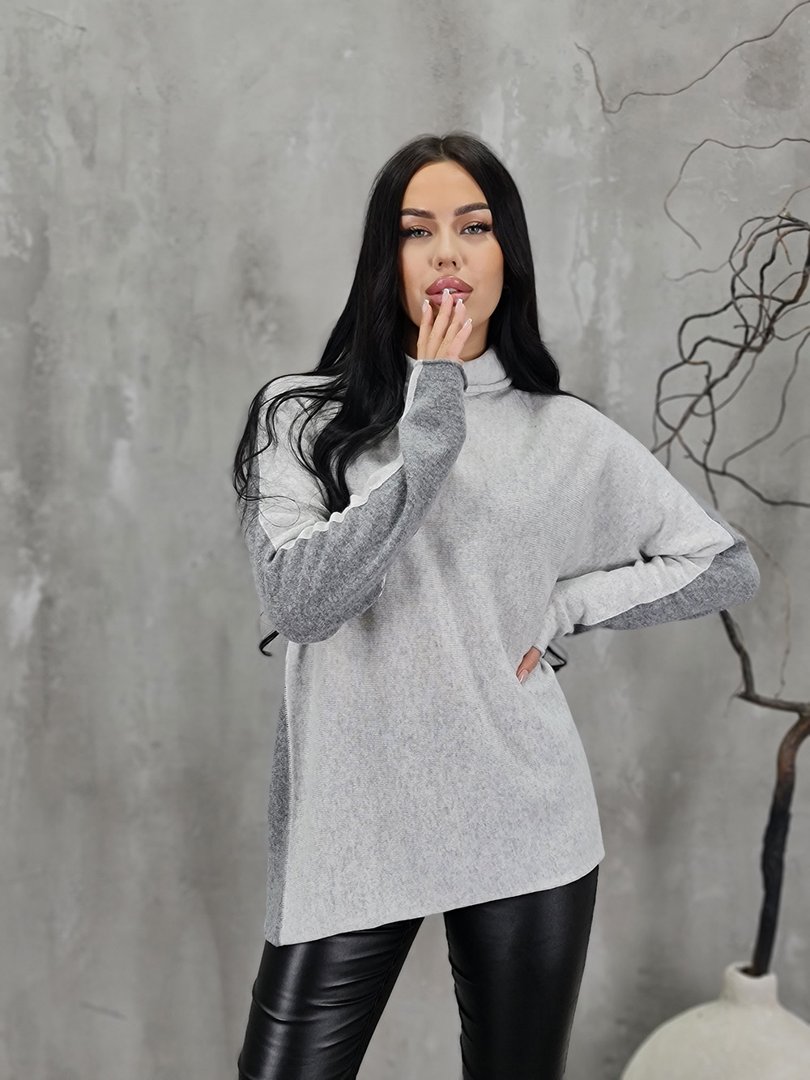 Водолазка Cashmere Blend с кашемиром двухцветная серый/темно-серый, фотография №1