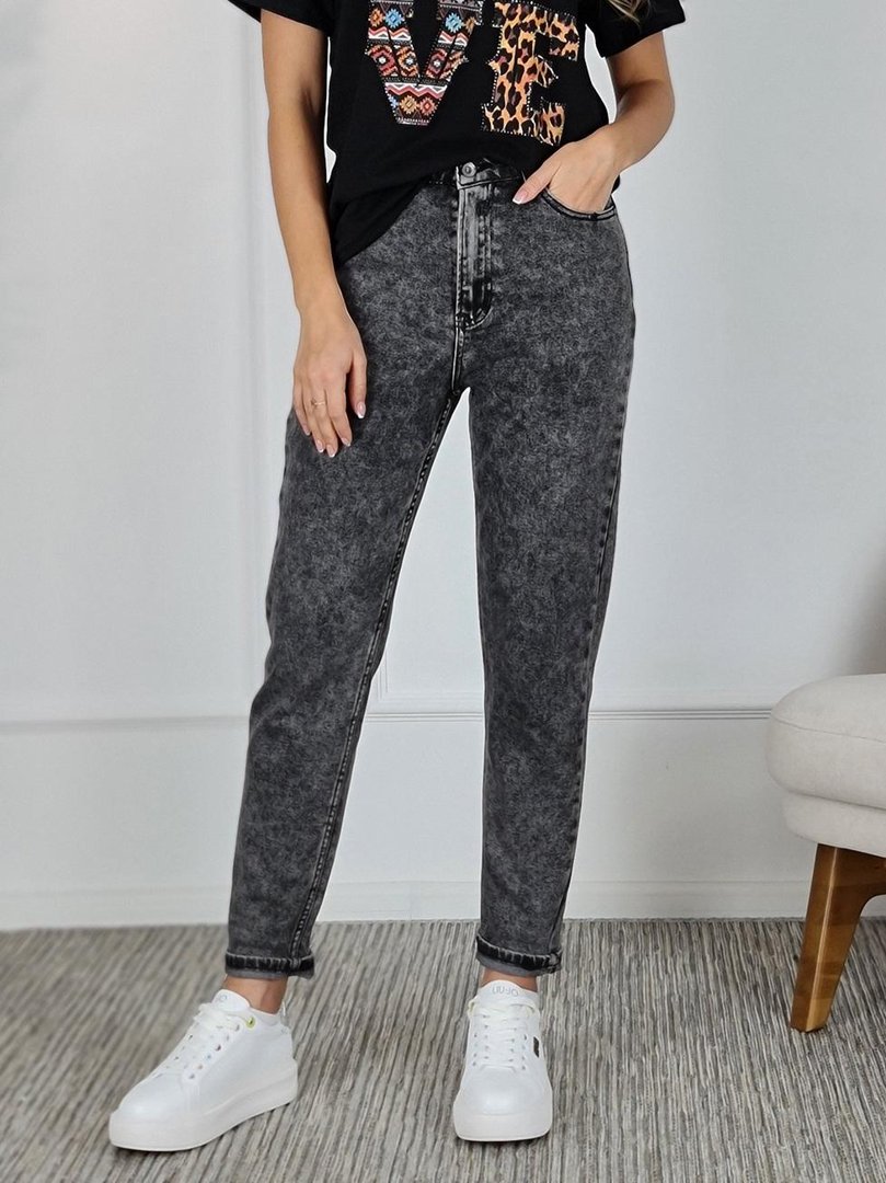 Джинсы Miti Baci "варёнки" с подворотами тёмно-серые, фотография №1
