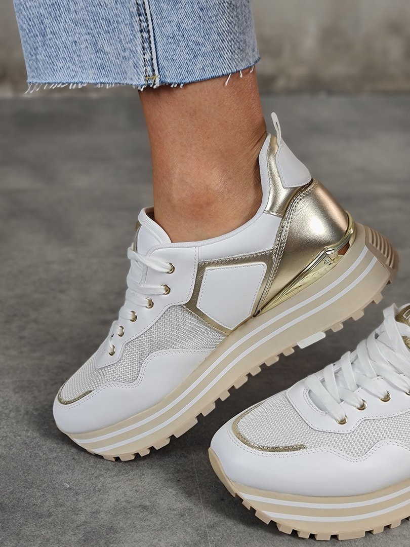 Кроссовки Liu Jo с золотым декором белые, фотография №3