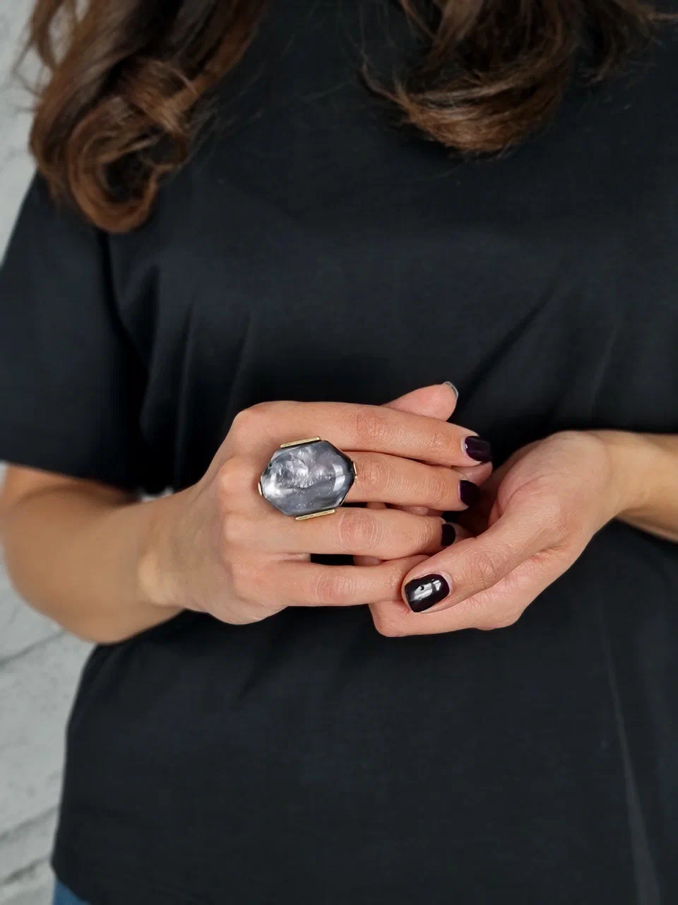 Кольцо YILI ACCESSORI с камнем фиолетовое, фотография №1