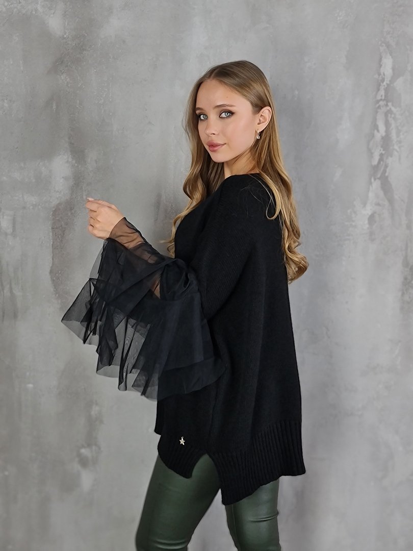 Джемпер Souvenir с сетчатыми рукавами чёрный, фотография №4