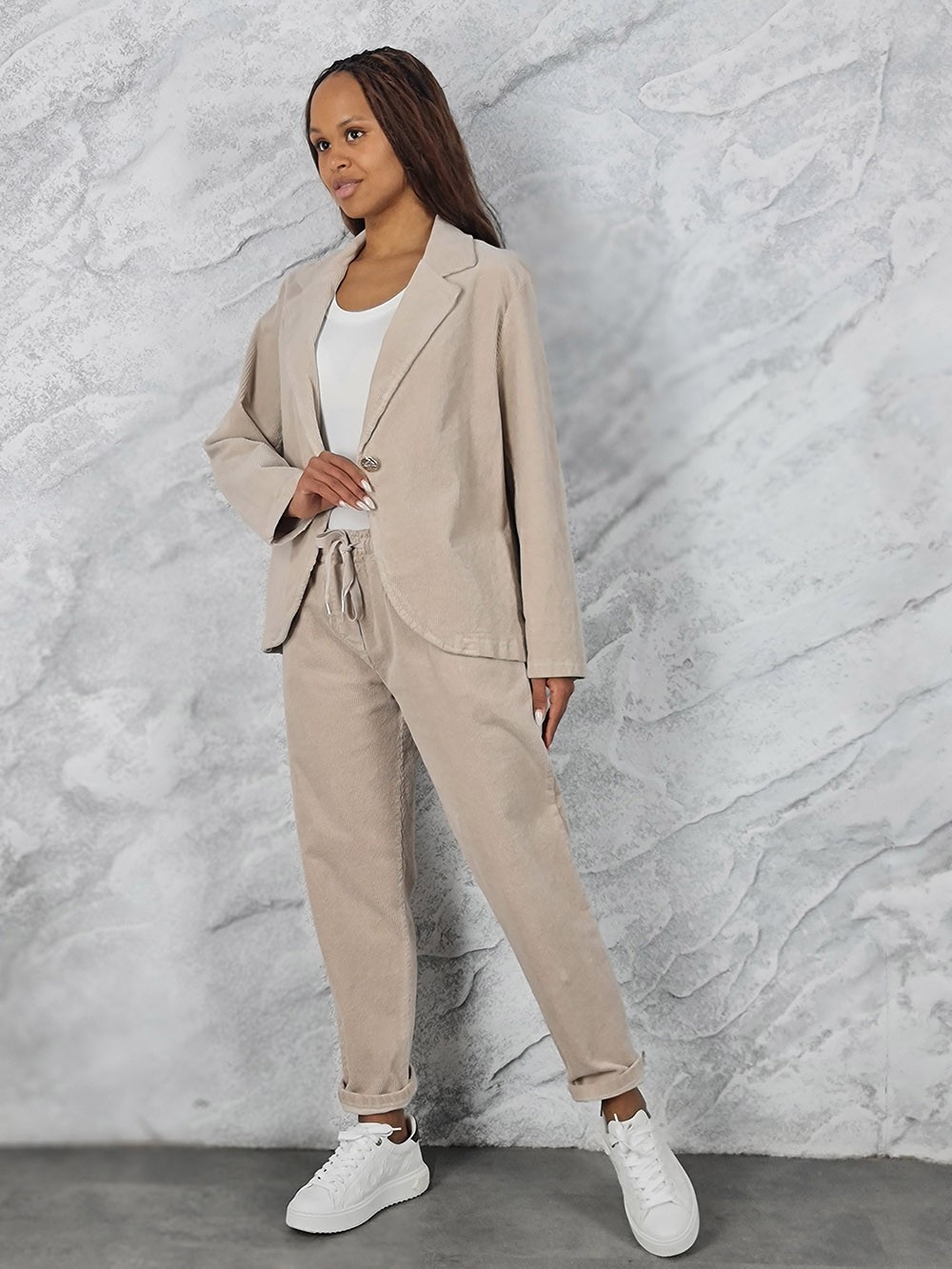 Костюм LIVAN'S вельветовый брюки и пиджак бежевый, фотография №3