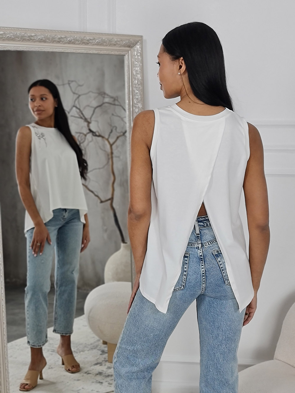 Топ Mitica&co с бабочками из страз белый, фотография №3