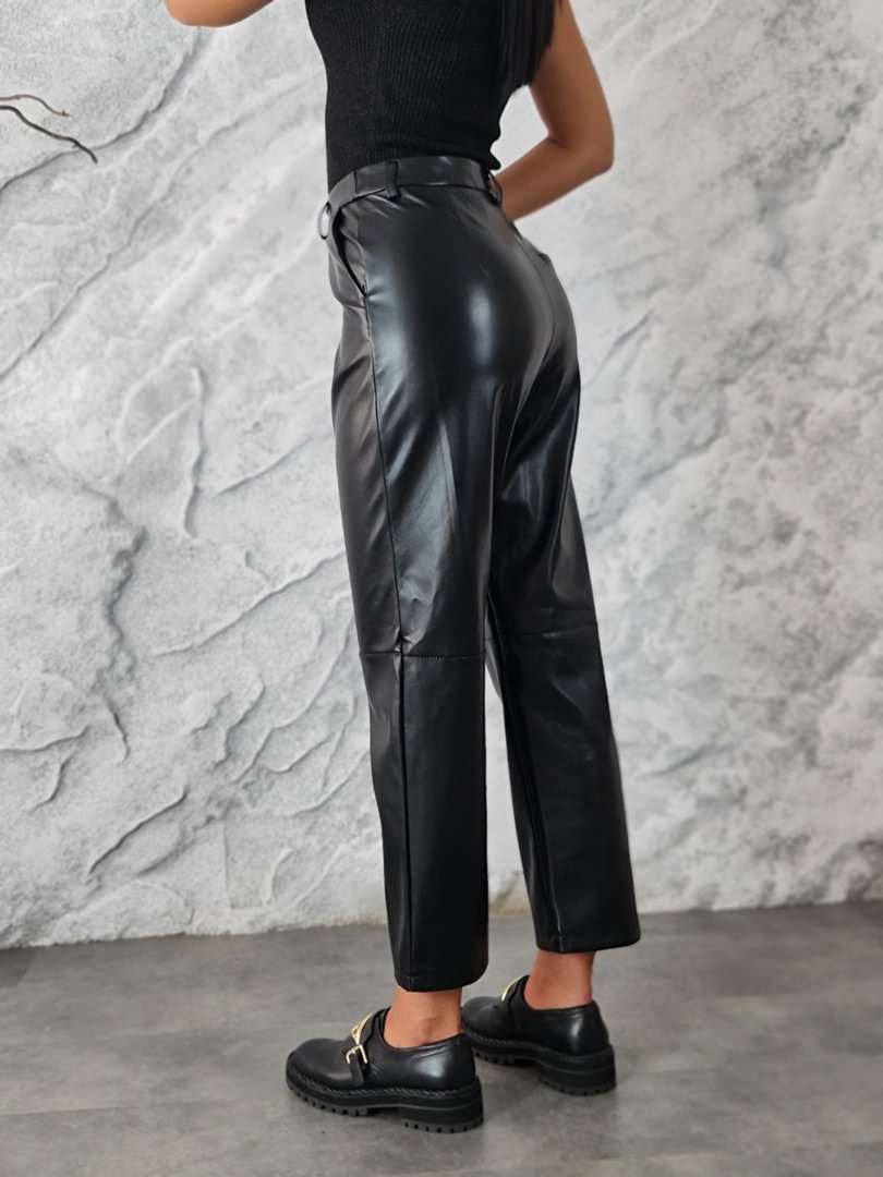 Брюки Imperial экокожа с шлевками для ремня черные, фотография №3