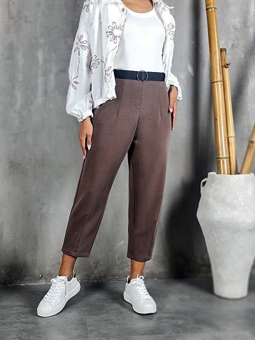 Брюки Imperial  с черным ремнем шоколадные