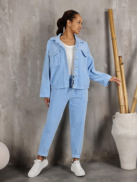 Костюм LIVAN'S вельветовый бомбер и брюки голубой