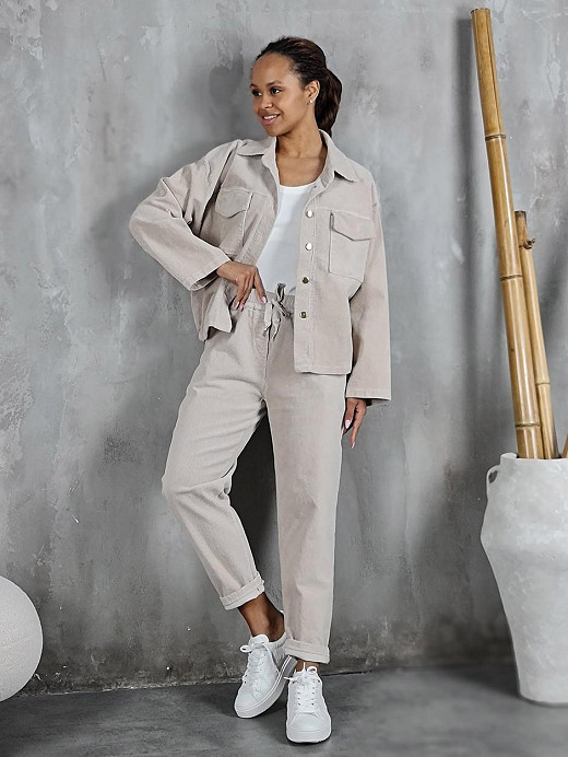 Костюм LIVAN'S вельветовый бомбер и брюки бежевый