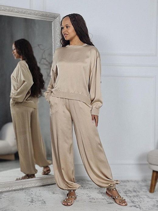 Костюм JNJ counture джемпер + брюки золотисто-бежевый