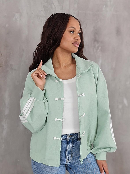 Бомбер Mitica&Co.  с кружевом спереди на заявязках бирюзовый