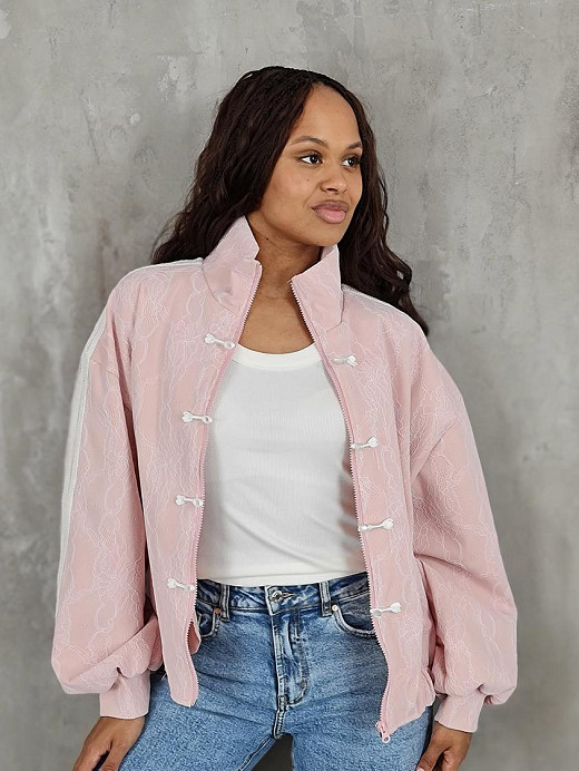 Бомбер Mitica&Co.  с кружевом спереди на заявязках пудровый