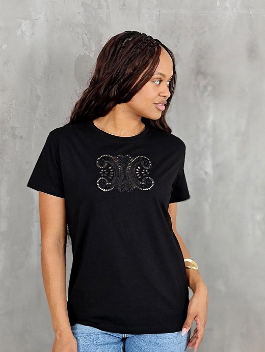 Футболка CIVICO с черной вышивкой "СС" черная