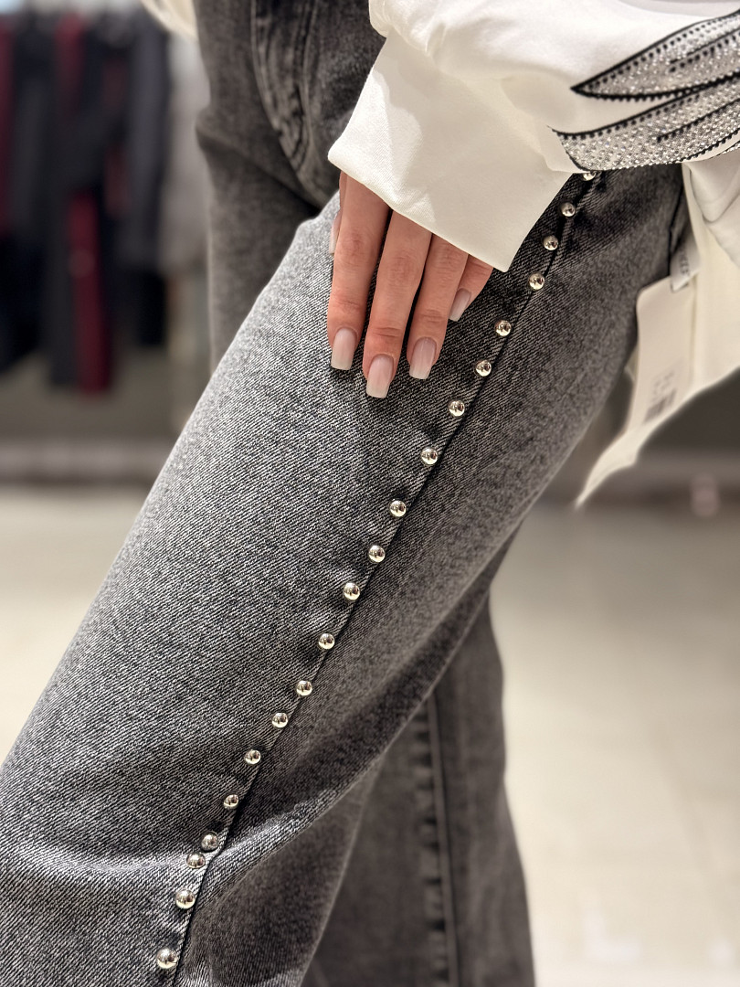 Джинсы Shaken с декором по бокам серые, фотография №2