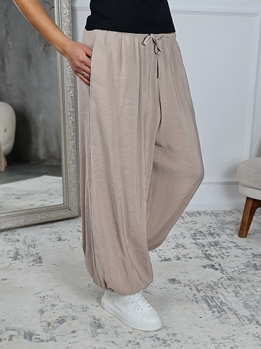 Брюки-алладины Souvenir на резинке бежевые 