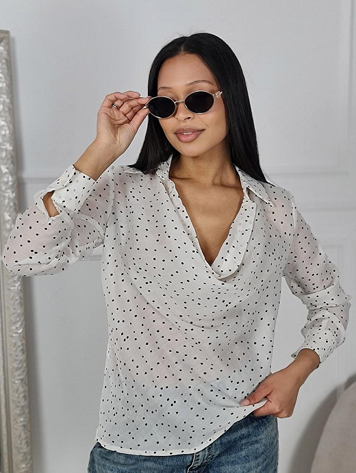 Блузка Imperial в горошек кремовая 