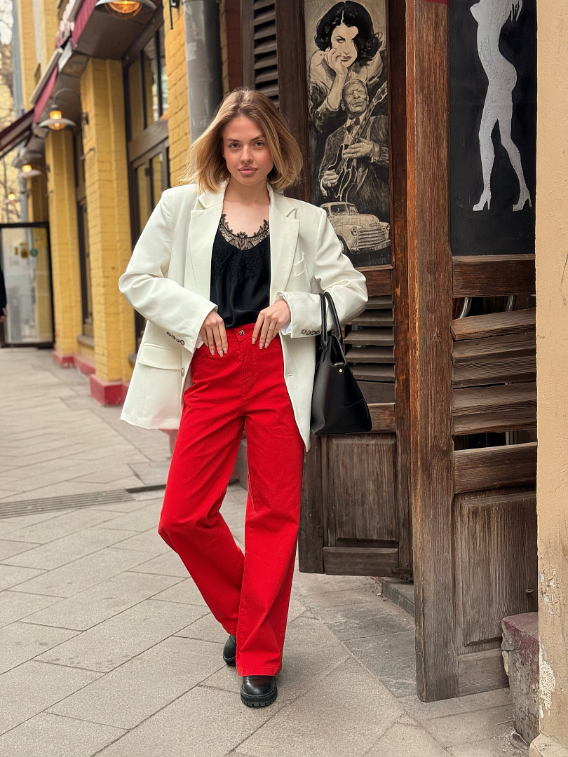 Джинсы Shaken прямые красные , фотография №1