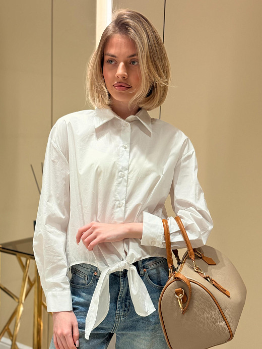 Рубашка Imperial удлиненная сзади и с широкими разрезами по бокам белая 