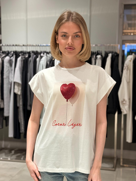 Футболка Imperial с принтом "Шарик красное сердце" белая