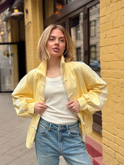 Бомбер Mitica&Co.  с кружевом спереди на заявязках лимонный