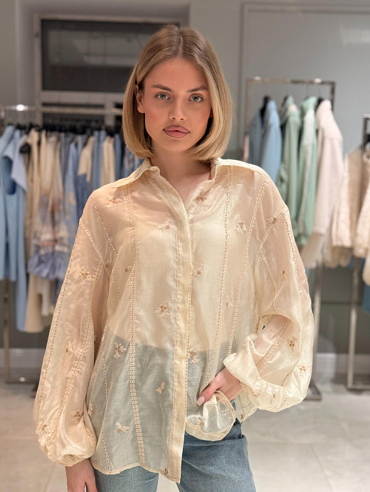 Рубашка с вышивкой CLOTHÉ и с топом кремовая