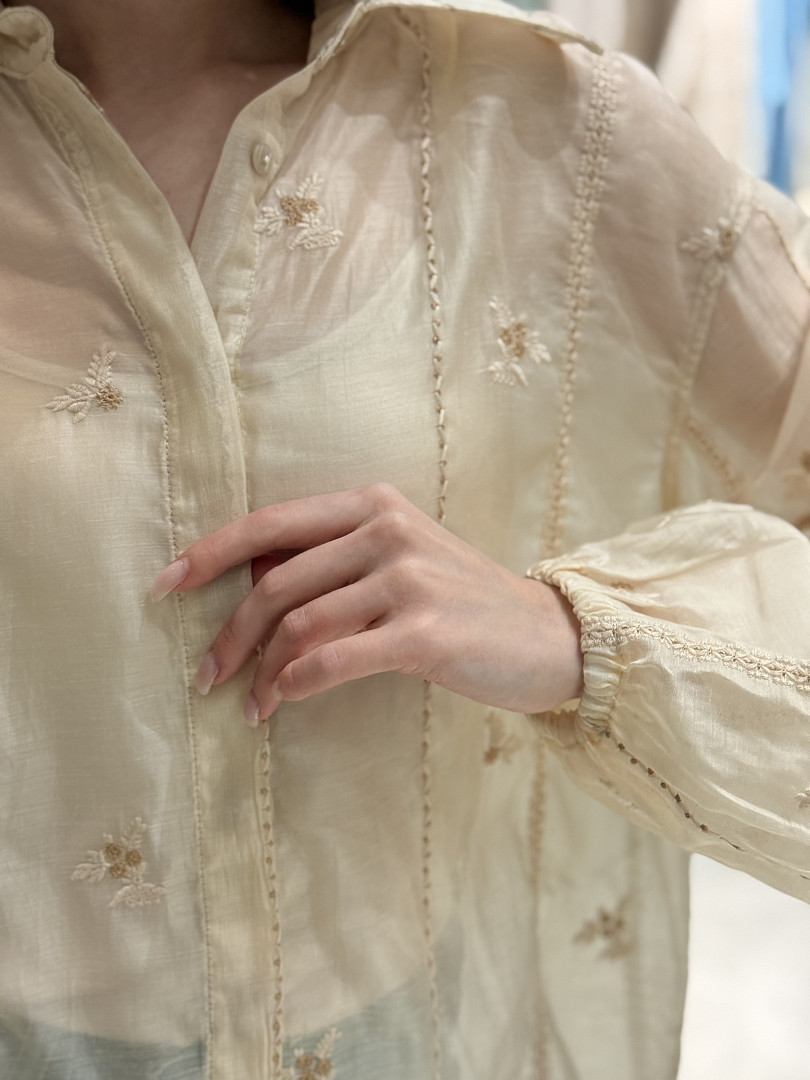 Рубашка с вышивкой CLOTHÉ и с топом кремовая, фотография №3