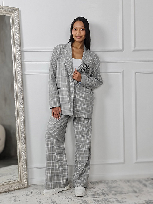 Брюки Imperial серые в клетку на резинке 