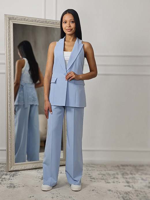 Брюки Imperial со стрелками на застежке голубые