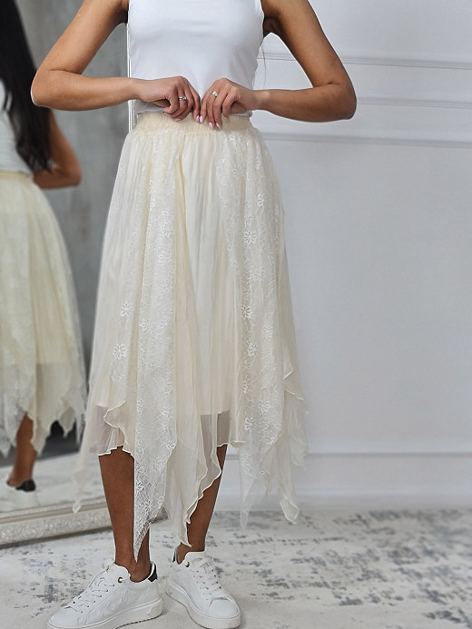 Юбка Mitica&co с кружевом цветочным бежевая 