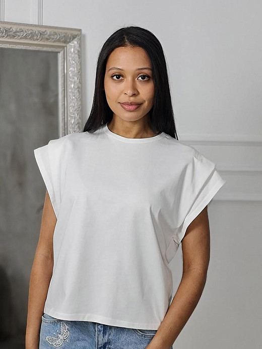 Футболка Souvenir двойной рукав белая 