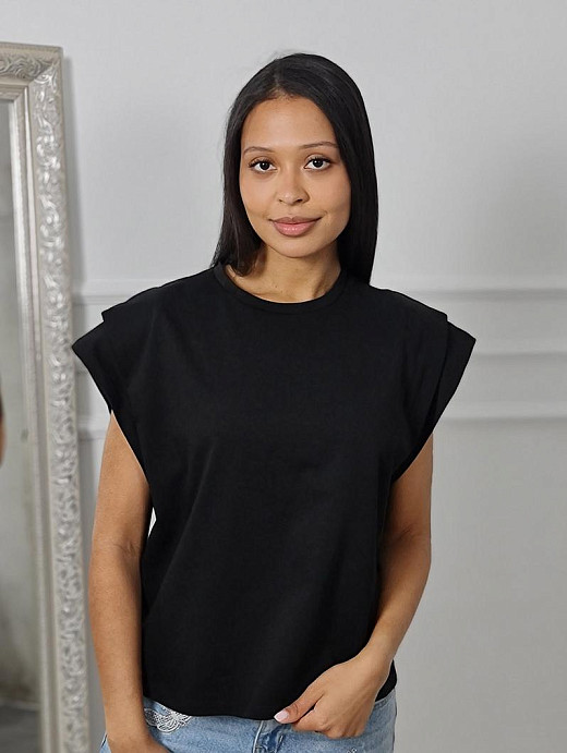 Футболка Souvenir двойной рукав черная 