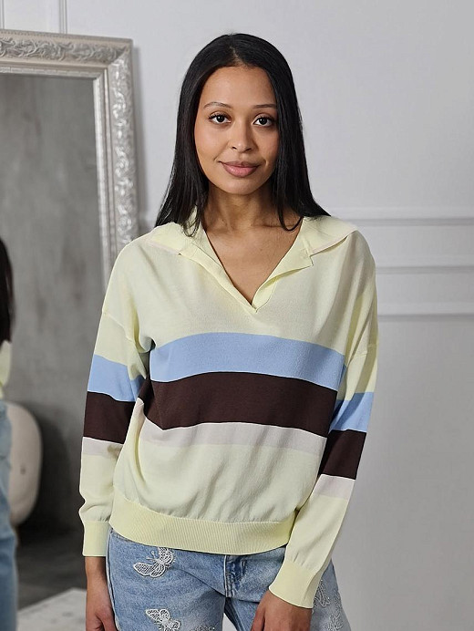 Поло Vicolo в полоску желтое 