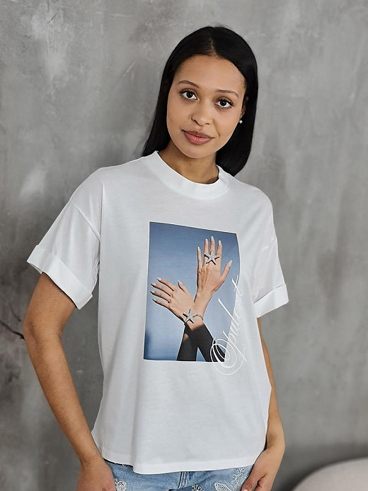 Футболка Imperial с принтом "руки" белая 