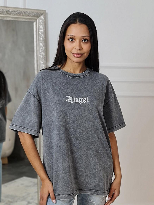 Футболка Y Two "angel" с крыльями на спине графит 