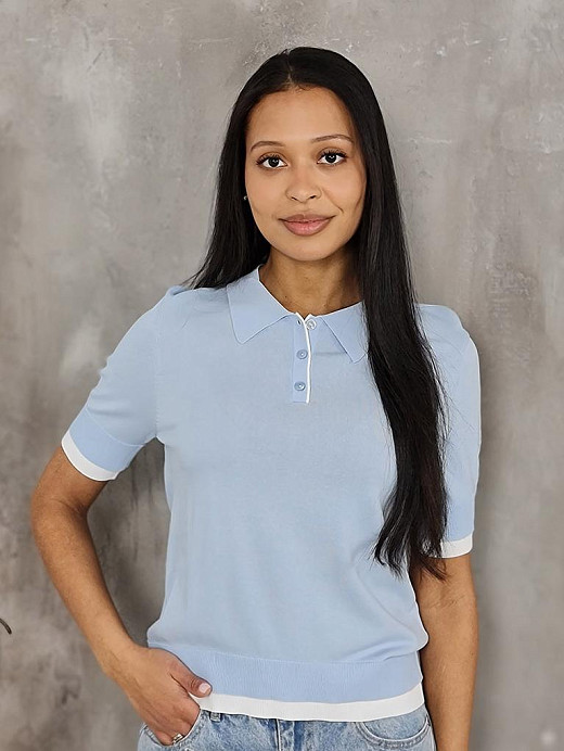 Поло Imperial с белой окантовкой голубое