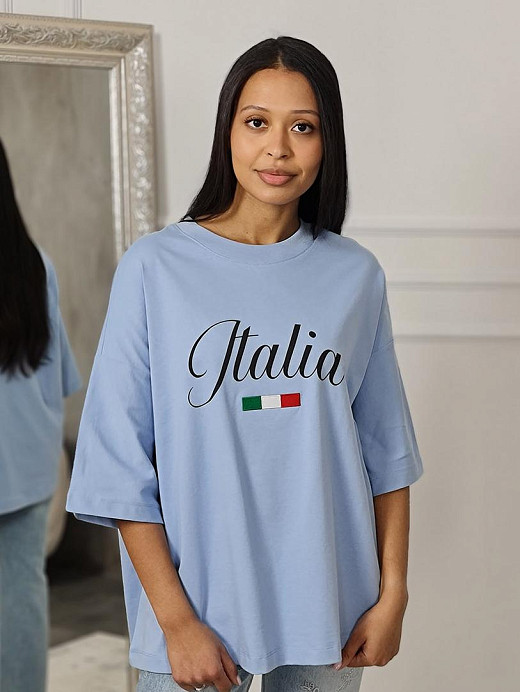 Футболка Barbara Alvisi "ITALIA" голубая 